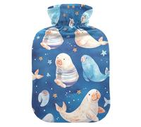Blue Sea Animals Bouillotte avec housse souple pour arthrite, arthrite, arthrite