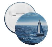 Blue Sea - Badge rond en métal pour sac à dos - Broche légère pour chemise, veste, châle, manteau - Unisexe, 12PCS, Fer blanc, épingles rondes en métal