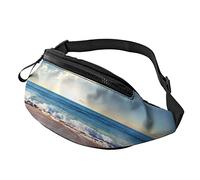 Blue Sea Sandy Beach Running Fanny Pack Ceinture Sac avec Sangle Réglable pour Femmes Hommes Sports Fitness Mains Libres Portefeuille Taille Sac