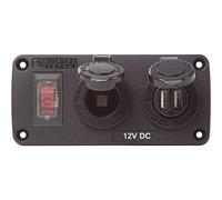 Blue Sea Systems 4363 Panneaux d'accessoires résistants à l'eau, disjoncteur 15 A, prise 12 V, double chargeur USB 2,1 A