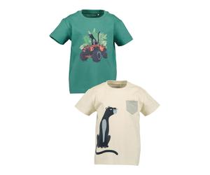 BLUE SEVEN T-Shirt beige / vert foncé / rouge orangé / noir, Taille 122