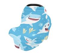 Blue Shark Écharpe d'allaitement pour bébé, housse de siège de voiture pour bébés, nourrissons, extensible, douce, respirante, multi-usages, cadeau pour garçons et filles