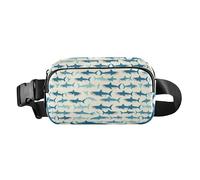 Blue Sharks Sac banane mignon pour homme et femme - Résistant à l'eau - Avec sangle réglable - Pour le shopping, le sport, le travail, les requins bleus - Taille unique, Blue Sharks Ocean, Taille
