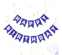 Blue Shine Banderole Happy Birthday en papier kraft pour garçon fille adulte décoration de fête d'anniversaire