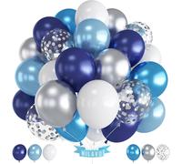 Blue Silver Balloons 12 Inch Navy Blue Silver Balloons Night Blue Metallic Balloons Party Balloons For Boys Men Retirement Wedding Baby Shower Birthday Decoration