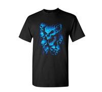 Blue Skulls T-Shirt Skull Face Death Dead Reaper Hell Evil Demon Mens Tee Shirt Black 3XL