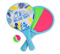 BLUE SKY - 2 Raquettes De Plage Scratch Double Face - Scratch Ball - Jeu de Raquette - 040714A - Vert - Velcro - 33 cm x 19 cm - Jouet Enfant Adulte - Jeu de Plein Air - À Partir de 3 Ans