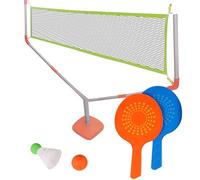 BLUE SKY - Jeu de Raquettes 2 en 1 Badminton et Tennis - Jeu de Plein Air - 042892 - Multicolore - Plastique - Jeu pour Enfant - Entraînement - Set - 144 cm x 118 cm - À Partir de 6 Ans