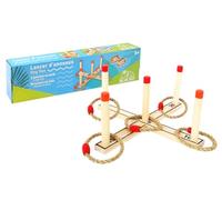 Blue Sky - Lancé D'Anneaux - Jeu de Plein Air - 049064Z - Beige - 2 à 6 Joueurs - Bois - 36 cm x 36 cm - Jeu pour Enfant - Jeu de Société - Jeu d'Adresse - À Partir de 6 Ans