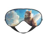 Blue Sky Masque de sommeil avec motif chat ailé, masque de sommeil double face, masque de sommeil pour homme et femme, masque occultant pour dormir, voyage