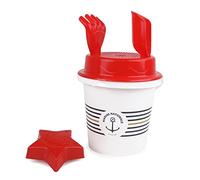 BLUE SKY - Seau avec Accessoires Marine Nationale - Jeu de Plage - 045560 - Blanc et Rouge - 5 Pièces - Plastique - Jouet Enfant - Jeu de Plein Air - Sable - 17 cm - À Partir de 10 Mois