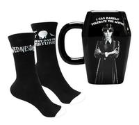 Blue Sky Studios Ensemble tasse à café et chaussettes Mercredi Coffin, paire de chaussettes, taille 37-40, emballage cadeau sous licence officielle Mercredi