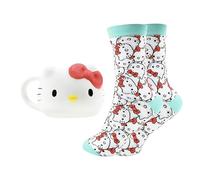 Blue Sky Studios Hello Kitty Ensemble Tasse et Chaussette 350 ML Porcelaine 350 ML Taille 4-7 Chaussettes Kawaii Coffret Cadeau pour Fille