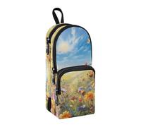Blue Sky Trousse à crayons de grande capacité avec compartiment pour étudiants en forme de cartable pour l'école, le bureau, le travail, Blue Sky Fleurs sauvages Papillon, Taille unique, Mallette