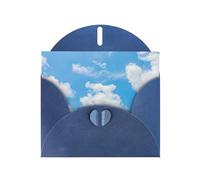 Blue Sky White Cloud Printing Holiday Love Buckle Papier nacré en vrac avec enveloppes Cartes de vœux Inscription Thinking of You 10,2 x 15,2 cm