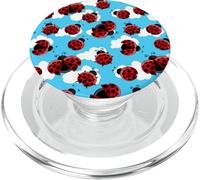 Blue Sky White Clouds Red Ladybug Beetle Amoureux des Insectes PopSockets PopGrip pour MagSafe