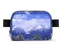 Blue Sky White Snow Mountain View Sac banane carré tendance avec sangle réglable