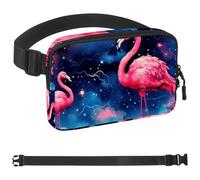Blue Smoke Flamingo-708 Sac banane unisexe de style : sac banane tendance, sac à bandoulière sport fin et tendance pour jogging, randonnée, randonneur, femme, homme, multicolore, 4 x 23 x 15 cm,