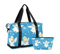 Blue Snow Angel Sac de voyage d'hiver pliable avec trousse de toilette pour voyages d'affaires, Blue Snow Angel Winter, 1 size