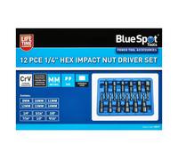 Blue Spot Tools - Jeu de 12 douilles à chocs 1/4 de pouce hexagonales