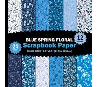 Blue Spring Floral Scrapbook Paper: Flowers Patterns Sheets for Decoupage, Journals, Origami, Cards, Invitations - 12 Designs - 2 Sheets/Design - 8.5"x8.5"