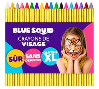 Blue Squid - Kit de peinture pour le visage pour enfants - 18 bâtons de marqueurs de peinture pour visage torsadés de couleur | Kit de crayons de peinture à base d'eau | Kit de peinture pour le ventre