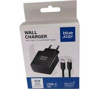 Blue Star Chargeur Secteur 20W USB C vers Lightning PD QC4.0 3A Noir TFB TC 20WPD