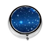 Blue Star Patterna Petite boîte à pharmacie à trois compartiments qui peut être placée dans votre poche ou votre sac à main et peut stocker des vitamines.