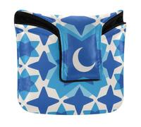 Blue Stars Moon Housse de putter de golf simple avec fermeture magnétique pour homme et femme en cuir synthétique
