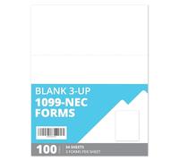 Blue Summit Supplies 1099 NEC Forms 2025 Blank 3 Up, 1099 NEC Papier perforé vierge pour imprimante laser ou jet d'encre, 34 feuilles (100 formulaires)