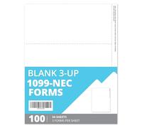 Blue Summit Supplies 1099 NEC Forms 2025 Blank 3 Up, 1099 NEC Papier perforé vierge pour imprimante laser ou jet d'encre, perforation latérale, 34 feuilles (100 formulaires)