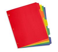 Blue Summit Supplies 5 Tab Plastic Dividers, 15 Dividers, Assorted Colors, 5 Tab Index Dividers with 3 Hole Punch, for Notebooks and 3 Ring Binders, Letter Size, Heavy Duty Plastic, Set of 3