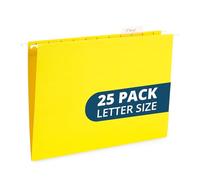 Blue Summit Supplies Hanging File Folders, 25 Reinforced Hang Folders, Designed for Home and Office Color Coded File Organization, Letter Size, Yellow, 25 Pack