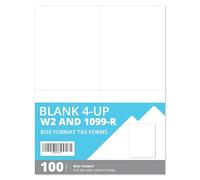 Blue Summit Supplies Lot de 100 feuilles vierges W2 4 Up Tax Forms 2025, compatibles avec le format boîte 1099-R, papier W2 vierge perforé pour imprimantes laser ou jet d'encre, sans rétroimpression