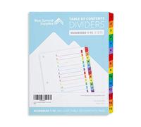 Blue Summit Supplies Lot de 15 intercalaires pour classeur à 3 anneaux ou cahier, intercalaires avec onglets numérotés multicolores, comprend une table des matières personnalisable, 3 ensembles