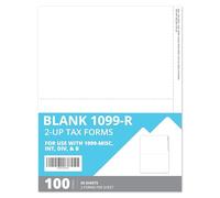 Blue Summit Supplies Lot de 2 formulaires fiscaux vierges 1099-R 2025, compatibles avec 1099-MISC, 1099-INT, 1099-DIV, 1099-B, papier pour imprimante laser ou jet d'encre, perforation latérale, 50