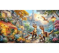 Blue-T-Rex-Roaring-Through-Broken-Wall 1000 pièces Puzzle pour Adultes Cadeau Amusant & Activité Maison Défi de Jeu éducatif Jeu Stimulant pour Femmes et Hommes 70x50/1000 pièces