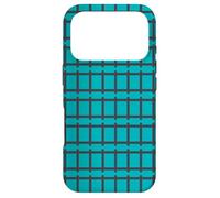 Blue Teal Modern Geometric Train Ladder Track Pattern Coque pour iPhone 17 Pro