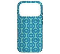 Blue Teal Wavy Lines Circles Ovals 1960s Retro Pattern Coque pour iPhone 17 Pro