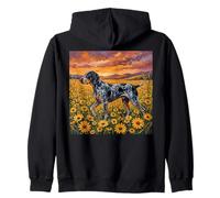 Blue Tick Coonhound Dog and Spring Flowers at Sunset Illustration Sweat à Capuche