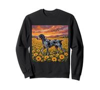 Blue Tick Coonhound Dog and Spring Flowers at Sunset Illustration Sweatshirt
