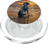Blue Tick Coonhound on a Sunset Beach Hound Illustration PopSockets PopGrip pour MagSafe