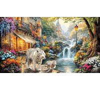 Blue-Tiger-Walking-on-Ice 1000 pièces Puzzle pour Adultes et Enfants de 12 Ans et Plus Papier recyclé Jeu Familial Amusant & Stimulant pour décoration Murale 38x26/1000 pièces