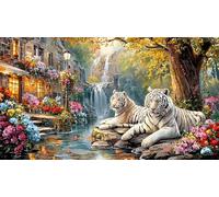 Blue-Tiger-Walking-on-Ice Puzzle 1000 pièces Défi de Jeu éducatif Jeu Familial Amusant & Stimulant Cadeau pour Femmes et Hommes à des Fins de Relaxation 38x26/1000 pièces