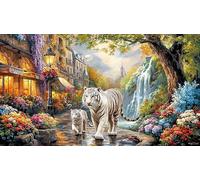 Blue-Tiger-Walking-on-Ice Puzzle pour Adultes et Enfants 1000 pièces Jeu Stimulant Cadeau Amusant & Activité Maison Papier recyclé pour détente et décoration Murale 38x26/1000 pièces