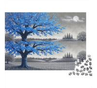 Blue Tree Fantasy Colourful Misty Blue Tree 1000 Pcs Puzzle Adults and Children Beautifully Illustrated 52x38cm/1000pcs