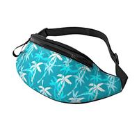 Blue Tropical Coconut Palm Trees Casual Fanny Waist Pack pour Hommes Femmes Réglable Ceinture Taille Sac pour Voyager Randonnée Cyclisme Course Festival Rave