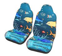 Blue Underwater World of Fish Dua Sarung JOK Mobil,*, Sarung JOK Mobil Depan, Cocok Untuk Sebagian Besar Mobil, SUV, Truk, Van, Dll.