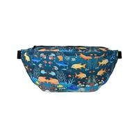 Blue Underwater World of Fish Grand sac banane à bandoulière - Cadeau pour profiter du sport, des festivals, de l'entraînement, des voyages, de la course à pied - Noir, taille unique, Noir , Taille