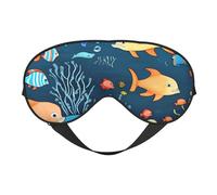 Blue Underwater World of Fish Masque doux pour les yeux Unisexe Confortable et respirant Convient pour le repos quotidien Aide à entrer rapidement dans le sommeil profond